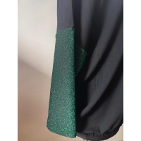 Wieczorowa Bluzka bombka z błyszczącym zielonymi wstawkami